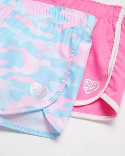 Miniatura 2 de Body Glove Pantalones cortos para niñas, paquete de 4 pantalones cortos de gimnasio con delfín de rendimiento atlético (7-12)