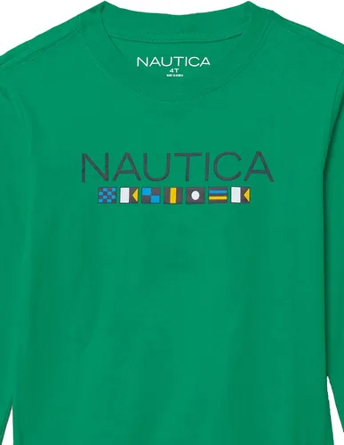 Miniatura 3 de Nautica Camiseta de manga larga con cuello redondo para niños, suave, cómoda, ajuste relajado