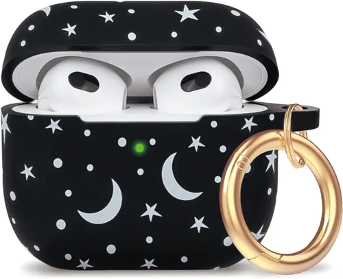 Miniatura 29 de Funda de silicona con flores compatible con AirPods Pro 2019, Gawnock - Funda suave y flexible para imprimir para mujeres y niñas con llavero - Flor