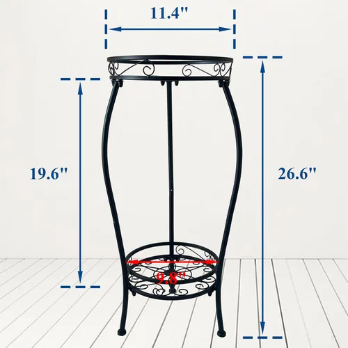 Miniatura 3 de CASIMR - Soporte para plantas de 2 niveles para interiores y exteriores, soporte de metal para macetas de 26.6 pulgadas de alto, soporte