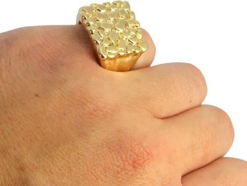 Miniatura 2 de Nugget Design - Anillo de hip hop cuadrado chapado en oro de 14 quilates, talla 5-14, Aleación