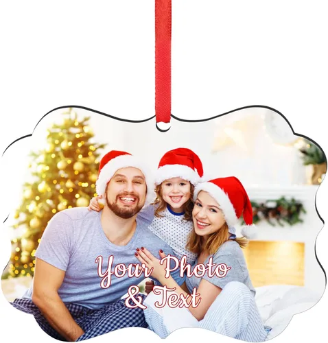 Miniatura 48 de Paquete de 4 adornos de Navidad personalizados 2025 de cerámica personalizada con foto y texto para decoración de árbol de Navidad, primera Navidad