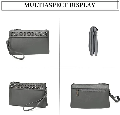 Miniatura 6 de VASCHY SAC - Monederos de mano de cuero sintético suave para mujer