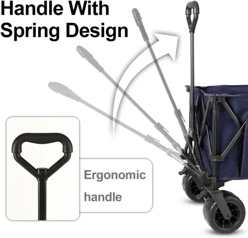 Miniatura 5 de Whitsunday Carro plegable, gran capacidad, 400 libras, ruedas todo terreno, carro utilitario resistente para jardinería, compras, pesca, campamento