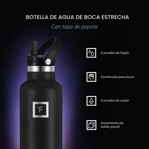 Miniatura 2 de IRON °FLASK Frasco de hidratación para acampar y senderismo con popote, botella de agua deportiva de acero inoxidable aislada sin BPA, 24 onzas