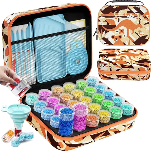 Miniatura 31 de ARTDOT Contenedor de almacenamiento de 30 ranuras para kits de arte de diamantes para adultos, cajas de almacenamiento portátiles de cuentas