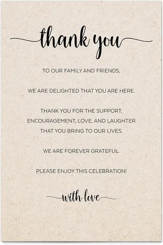 321Done Tarjeta de ajuste de lugar de agradecimiento con amor, Thank You for Celebrating with Us (Gracias por celebrarlo con nosotros), diseño B)