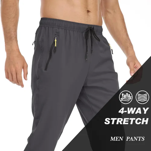 Miniatura 53 de Rapoo Pantalones ligeros para hombre con bolsillos con cremallera, secado rápido, pantalones deportivos de viaje para entrenamiento