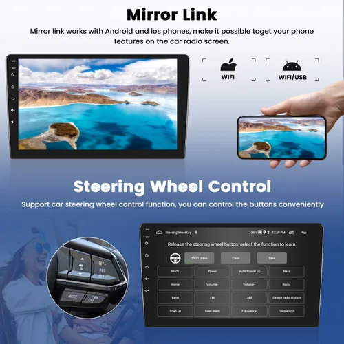 Miniatura 5 de [2G+64G] Android 15 Car Stereo para Toyota Tacoma 2005-2015 con Apple Carplay Android Auto, pantalla táctil de 9 pulgadas Radio Bluetooth WiFi