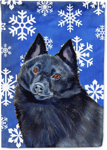 Miniatura 216 de Caroline's Treasures SC9374GF Bulldog English Snow flakes Holiday Garden Flag Buzón Bandera decorativa para patio exterior, patio, obras de arte