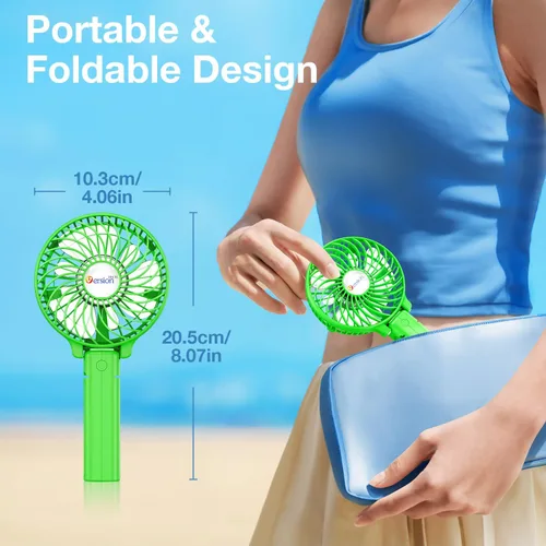 Miniatura 9 de VersionTECH. Mini ventilador de mano, ventilador de escritorio USB, pequeño ventilador de mesa portátil personal con USB recargable funciona