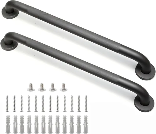Miniatura 22 de Barra de agarre para ducha, paquete de 2 barras de agarre de baño gris de 12 pulgadas, barras de agarre antideslizantes de acero inoxidable 304