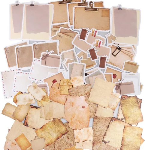 Calcomanías de papel vintage para álbumes de recortes, 90 piezas de papel envejecido de aspecto antiguo clásico para álbumes de recortes,