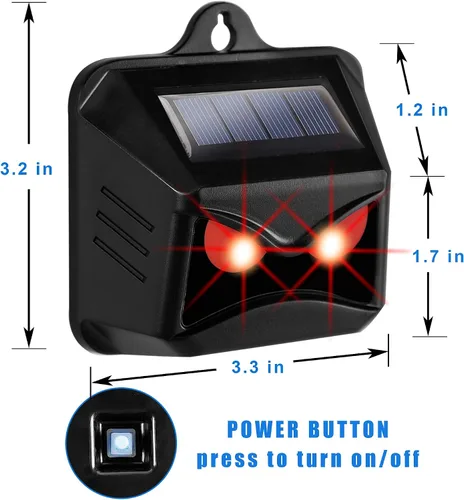 Miniatura 2 de Phosooy Paquete de 6 unidades repelentes solares de animales, ojos depredadores, centinelas disuasorias de animales con luces LED rojas parpadeantes