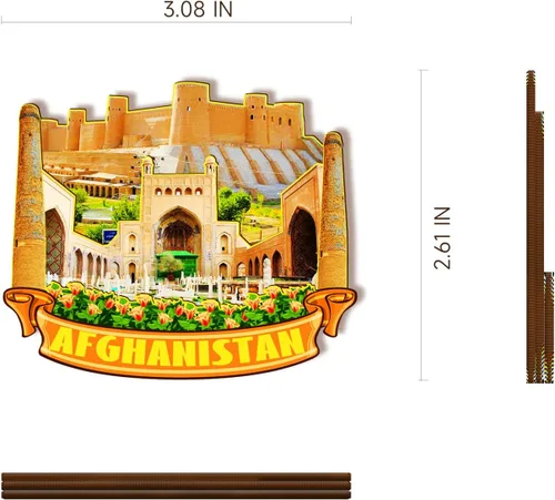 Miniatura 3 de Imán de madera de Afganistán Asia 3D para nevera, recuerdos coleccionables, decoraciones artesanales hechas a mano