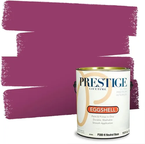 Miniatura 15 de Prestige Paints E100-T-SW6591 Pintura exterior e imprimación en uno, 1 galón, plano, combinación comparable de Sherwin Williams Amaryllis, 1 galón