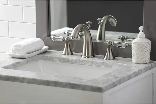 Miniatura 8 de Kingston Brass KS2978WLL Grifo de lavabo generalizado con manija de palanca de cristal, 5-1/2 pulgadas en alcance de la boquilla, níquel cepillado
