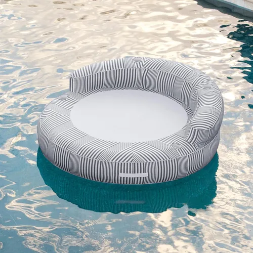 Miniatura 16 de Big Joe Lux Chaise - Flotador inflable prémium para piscina, rayas azul marino y marfil, malla de primera calidad, mezcla de poliéster duradera