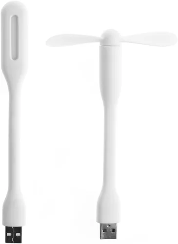 Mini ventilador USB LED luz flexible flexible flexible ventilador de refrigeración con lámparas para banco de energía, computadora portátil, Blanco