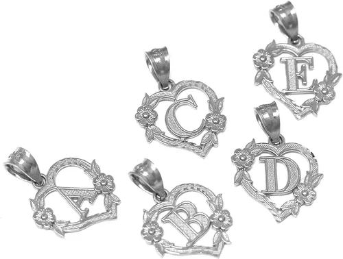Miniatura 5 de Colgante de plata de ley con inicial de corazón para mujer, colgante de letra para mujer