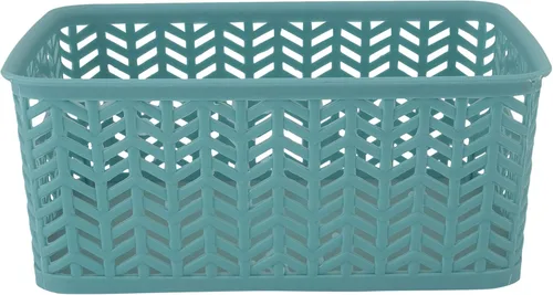 Miniatura 5 de Simplify Paquete de 3 cestas de almacenamiento pequeñas en espiga, dimensiones: 10 x 8 x 4 pulgadas, diseño de espiga, peso ligero, ideal para baño