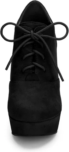 Miniatura 3 de Allegra K Botines con cordones de tacón grueso y plataforma para mujer