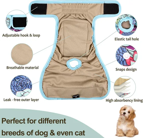 Miniatura 124 de Pañales lavables para perros, para hembras caninas, reutilizables, para periodo de celo, altamente absorbentes, para incontinencia, con broches