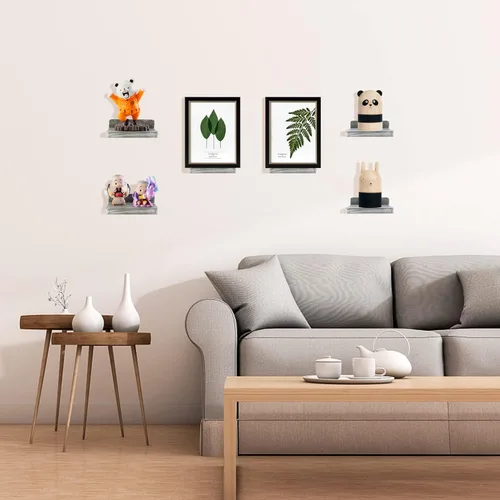 Miniatura 2 de Estante flotante pequeño, mini estante montado en la pared de 5 x 5 pulgadas, estante de madera rústica para dormitorio, sala de estar, baño, Gris