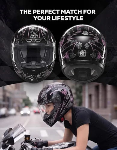 Miniatura 5 de XFMT DOT Casco de Motocicleta de Cara Completa Abatible para Calle Dirt Bike ATV Todoterreno con Visera Transparente para Hombres y Mujeres Adultos