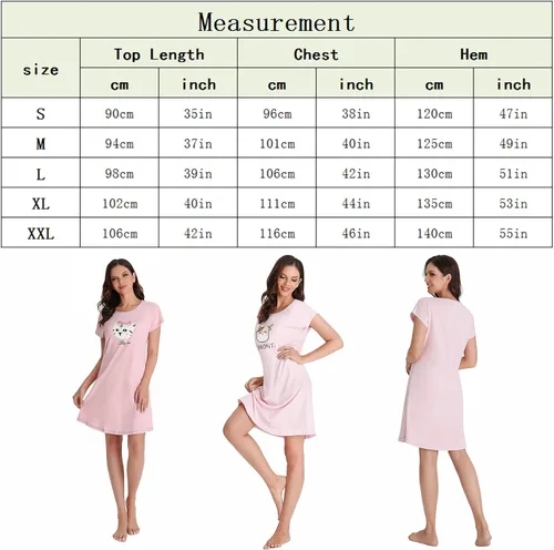 Miniatura 2 de ft FENTENG Camisón de cuello redondo para mujer casual manga corta algodón camisa camisa camisa camisa camisa camisa camisa camisa camisa