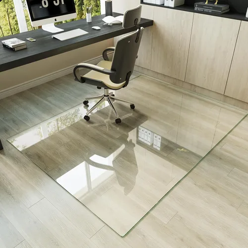 Miniatura 30 de Koonmi Tapete para silla de vidrio templado para suelos de madera dura y alfombras, 30" x 48" gris, protector de piso de oficina de servicio pesado