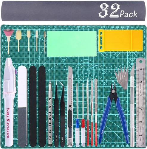 Kit de herramientas de Gundam, 33 piezas, kit de herramientas Gunpla Bandai Moddeler Craft Set para la construcción de pasatiempos 32pcs Gundam