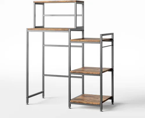 Miniatura 7 de COCOLUCKY - Mini soporte para refrigerador de 6 niveles con estante de almacenamiento. Diseño asimétrico 2 en 1: lado ancho para nevera + Marrón