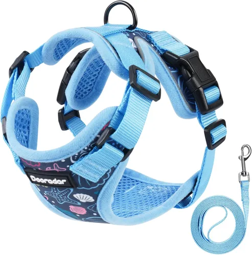 Miniatura 24 de Dooradar Juego de arnés y correa para gato, chaleco ajustable seguro a prueba de escapes, para caminar, chaqueta de malla suave y transpirable