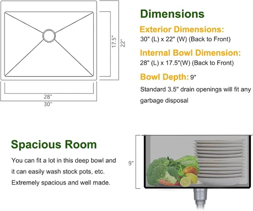 Miniatura 4 de Bonnlo Fregadero de cocina de 30 pulgadas, montaje superior, fregadero de cocina de granja con protector de fregadero de calibre 18, estación