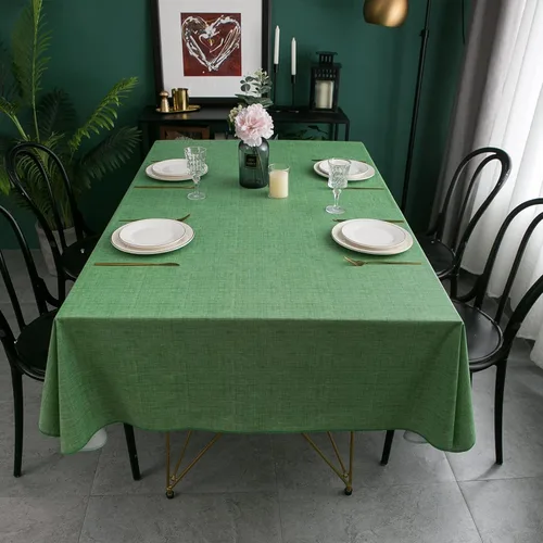 Miniatura 7 de LIBERECOO Mantel de vinilo con reverso de franela, verde hierba, impermeable, resistente a las manchas, mantel fácil de limpiar para vacaciones