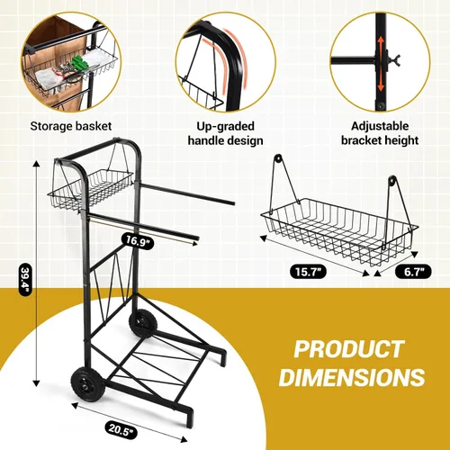 Miniatura 2 de CAROD Carrito de bolsa de basura mejorado con cesta de almacenamiento y mango ergonómico, soporte ajustable para bolsas de hojas para exteriores