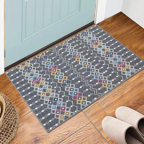 Miniatura 13 de FairOnly Alfombra bohemia abstracta de 2 x 3, para interiores y exteriores, antideslizante, lavable, alfombra pequeña para cocina, dormitorio, baño