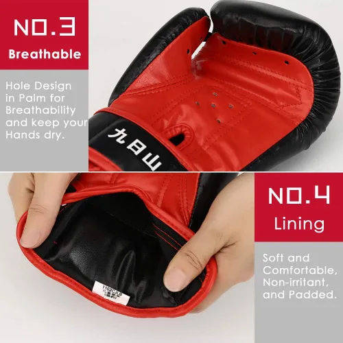 Miniatura 6 de Wesing - Guantes de boxeo profesionales para hombres y mujeres, guantes de boxeo para kickboxing, guantes de entrenamiento para adultos y niños Rojo