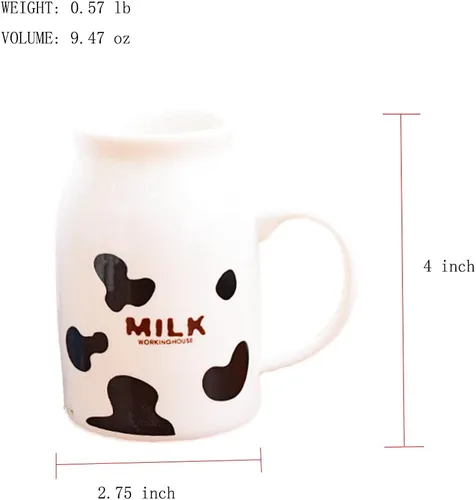Miniatura 5 de ZaH Botella de leche de cerámica de 8 onzas para la mañana, tazas para el hogar, oficina, escuela, restaurante, club, fiesta, taza de leche, taza