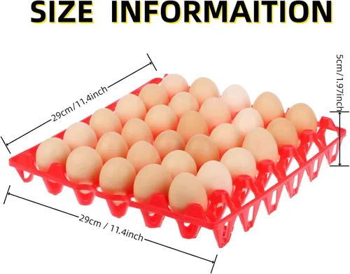 Miniatura 5 de Paquete de 8 bandejas de huevos de plástico para huevos de 30 huevos para granjeros caseros, cajas apilables para huevos con capacidad