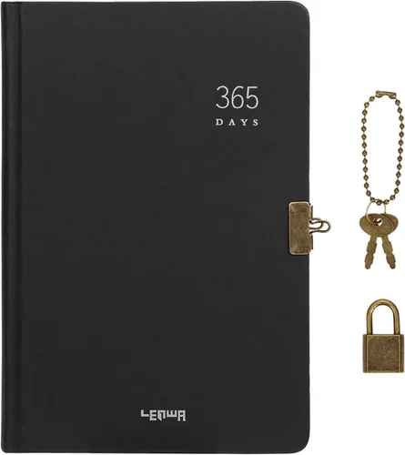 Miniatura 2 de Ibluelover Cuadernos ejecutivos de tapa dura A5 con cerradura y llave secreta, 365 días, cuaderno de bocetos, dibujo de garabatos, papel marrón