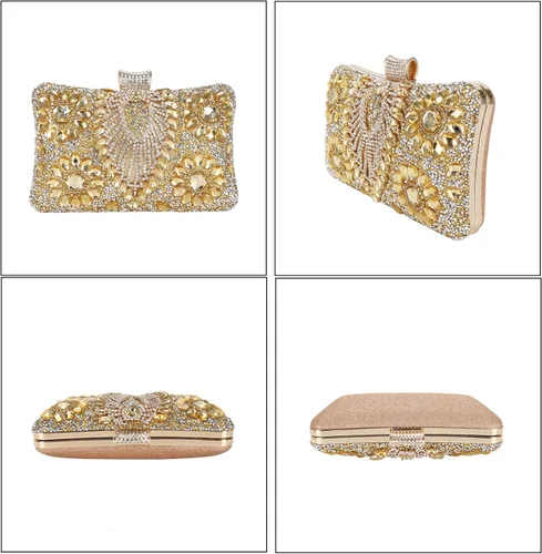Miniatura 4 de COAIMANEY Bolso de mano de lentejuelas brillantes con diamantes de imitación para mujer, bolso de mano de noche, bolso de hombro para boda, fiesta