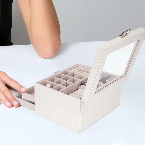 Miniatura 7 de ATAIMEISEN Joyero, caja de reloj, organizador de relojes, caja de almacenamiento de joyas, almacenamiento y organización, reloj de 4 capas