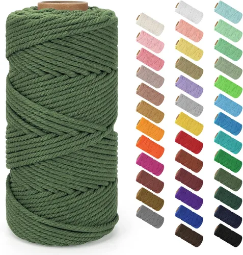 Miniatura 123 de Cordón de macramé de 0.079 in x 380 yardas (1140 pies), cuerda de algodón natural para colgar en la pared, ganchos de plantas, manualidades, Beige