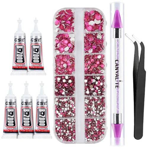 Miniatura 28 de Canvalite 5000 diamantes de imitación de resina para manualidades con pegamento de joyería B7000 de 0.3 fl oz, 1 caja de cristales de diamante