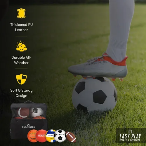 Miniatura 4 de Pelotas deportivas completas con bolsa, bomba para niños - Kickball, voleibol, pelota de fútbol, fútbol, baloncesto - Juego al aire libre