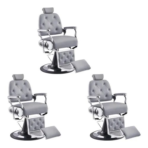 Dir Silla de peluquería, sillas de peluquería hidráulicas de alta resistencia, color gris, paquete de 3 Gris-3 unidades