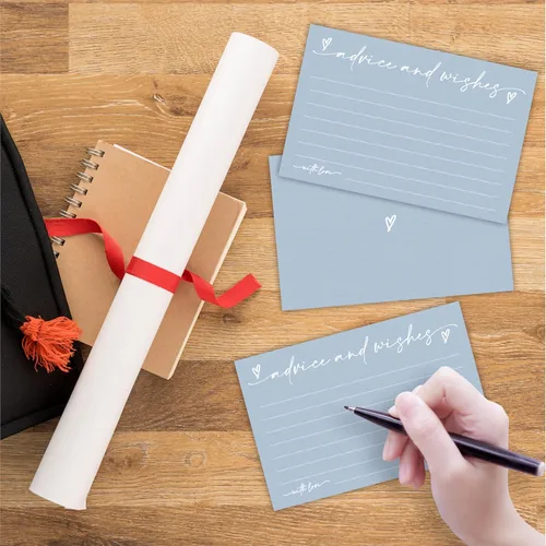 Miniatura 3 de 30 Tarjetas de Consejos y Deseos – Azul Minimalista – Tarjetas de Consejos de Doble Cara para Rellenar para Novia, Boda, Fiesta de Graduación, Sr.