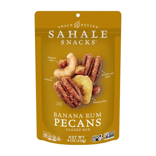 Sahale Snacks - Mezcla glaseada de pacanas al ron y bananas, 4 onzas (paquete de 6)